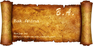 Bak Anina névjegykártya